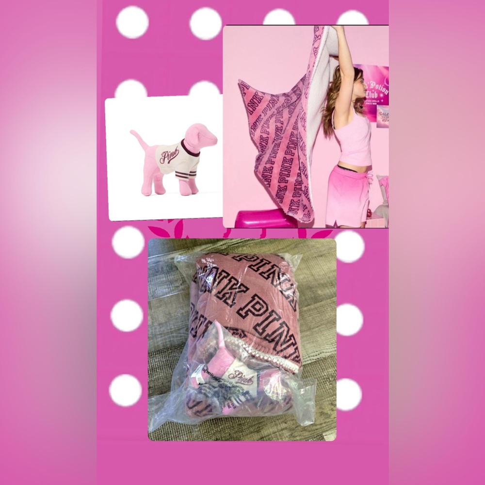 PINK Victoria's Secret blanket with  Dog - Pink collection super soft